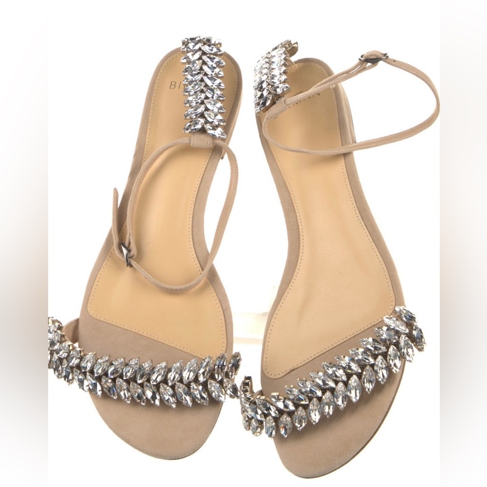 Alexandre Birman Nude Suede Crystal Embellished Sandals